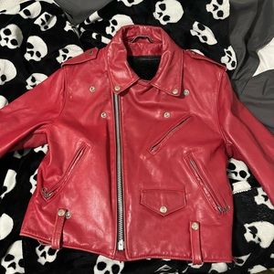 Red Schott NYC women’s leather jacket